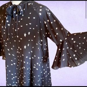 Sister Jane black tent dress star print neck tie